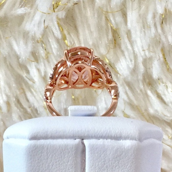 Morganite Lab Diamond Ring -Morganite Engagement Ring - - Picture 7 of 7